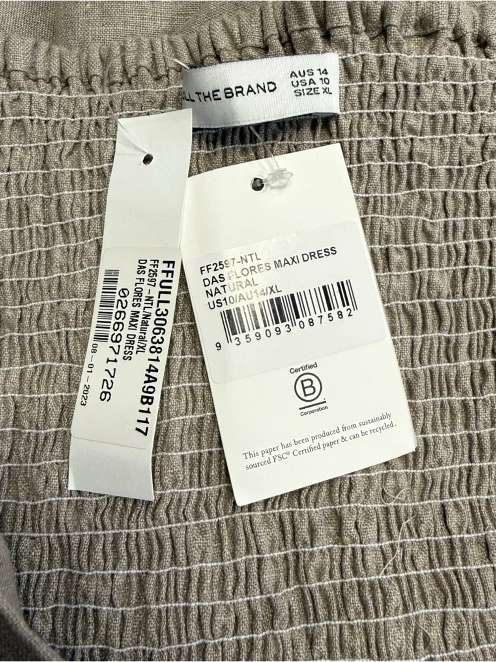 Faithfull The Brand Das Flores Linen Maxi Dress Natural Strapless NWT 10 - Picture 4 of 14